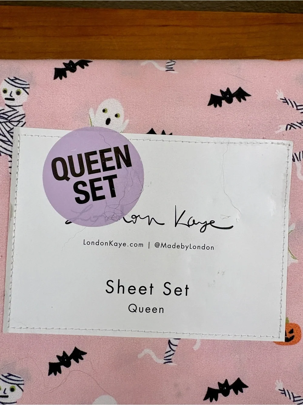 London Kaye Halloween Pink Playful Ghost Bat & Pumpkin Queen 4-Pc Sheet Set, NEW
